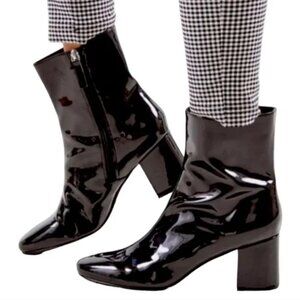 Urban Outfitters Alana Patent Faux Leather Vinyl Boots Block Heel - Size 8